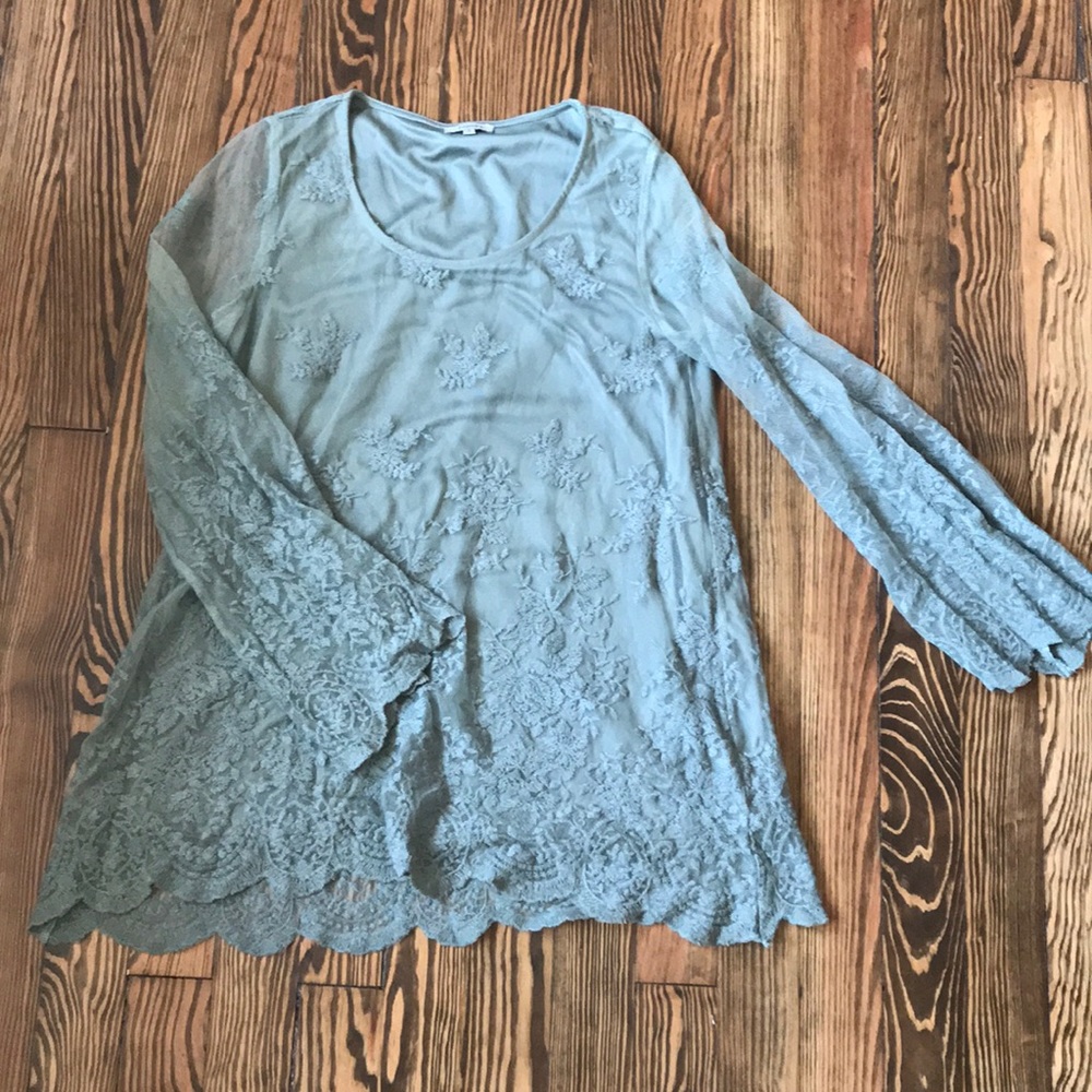 Sage Top with Lace